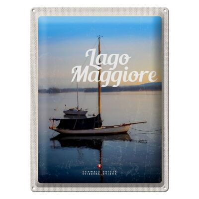 Blechschild Reise 30x40cm Lago Maggiore Boote auf See Urlaub