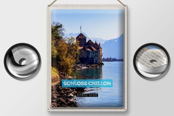 Plaque en tôle voyage 30x40cm, lac Léman, suisse, château de Chillon 2