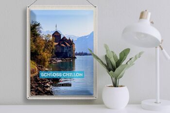 Plaque en tôle voyage 30x40cm, lac Léman, suisse, château de Chillon 3