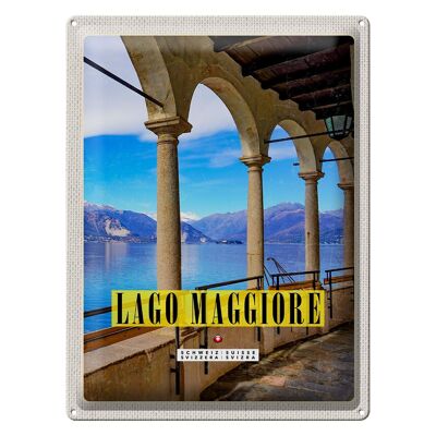 Cartel de chapa viaje 30x40cm Lago Maggiore vista de vacaciones en el lago