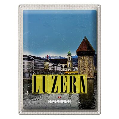 Targa in metallo da viaggio 30x40 cm Escursione per le vacanze in famiglia nella città di Lucerna
