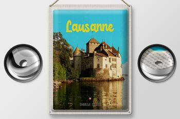 Panneau en étain voyage 30x40cm, château de Lausanne, lac suisse, Destination de voyage 2