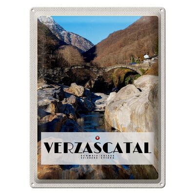 Cartel de chapa Travel 30x40cm Valle de Verzasca Río Rocas Naturaleza
