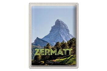 Plaque en tôle voyage 30x40cm Zermatt vue destination de vacances 1