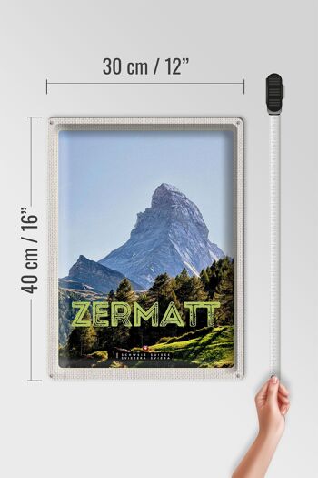 Plaque en tôle voyage 30x40cm Zermatt vue destination de vacances 4