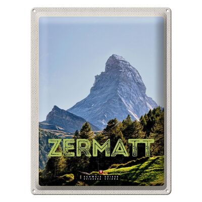 Targa in metallo da viaggio 30x40 cm Zermatt vista destinazione vacanza