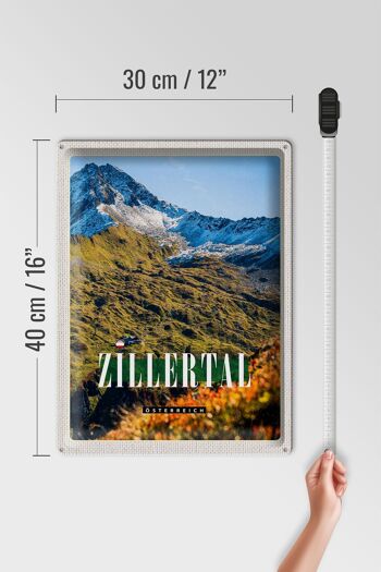 Signe en étain voyage 30x40cm, montagnes du Zillertal, forêts naturelles, vacances 4