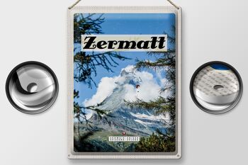 Plaque en tôle voyage 30x40cm Zermatt Suisse Sapin de Noël heure d'hiver 2