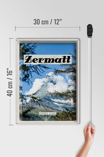 Plaque en tôle voyage 30x40cm Zermatt Suisse Sapin de Noël heure d'hiver 4