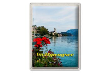 Panneau en étain voyage 30x40cm, lac Wolfgangsee, vacances en famille, nature 1