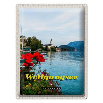 Panneau en étain voyage 30x40cm, lac Wolfgangsee, vacances en famille, nature