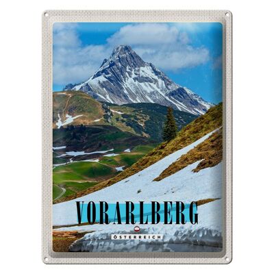 Cartel de chapa viaje 30x40cm Vorarlberg nieve invierno montañas