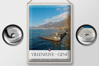 Plaque tôle voyage 30x40cm Villeneuve-Genève Suisse randonnée 2