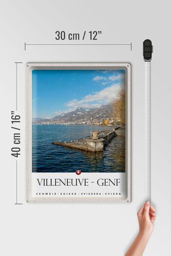 Plaque tôle voyage 30x40cm Villeneuve-Genève Suisse randonnée 4