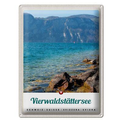Cartel de chapa Travel 30x40cm Lago de Lucerna Lago Suiza Naturaleza