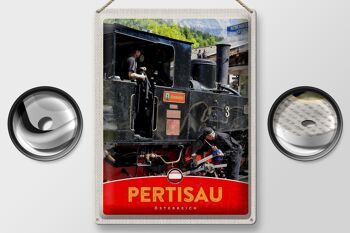 Plaque en tôle voyage 30x40cm Pertisau Autriche locomotive vacances 2