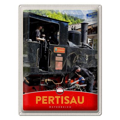 Targa in metallo da viaggio 30x40 cm Pertisau Austria vacanza locomotiva