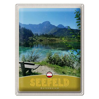 Blechschild Reise 30x40cm Seefeld Österreich Wald Wanderung