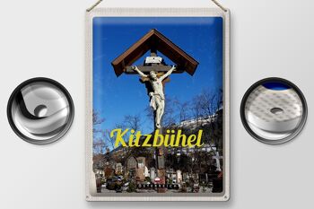 Signe en étain voyage 30x40cm, Kitzbühel, Autriche, Sculpture de Jésus 2
