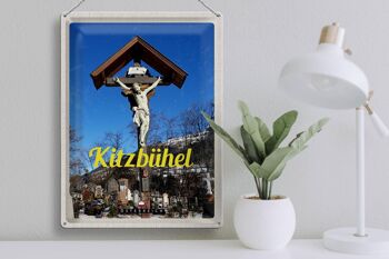 Signe en étain voyage 30x40cm, Kitzbühel, Autriche, Sculpture de Jésus 3