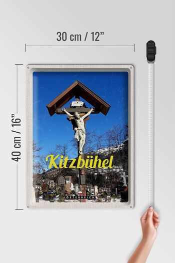 Signe en étain voyage 30x40cm, Kitzbühel, Autriche, Sculpture de Jésus 4