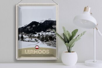 Plaque en tôle voyage 30x40cm Lermoos Autriche forêts hivernales 3