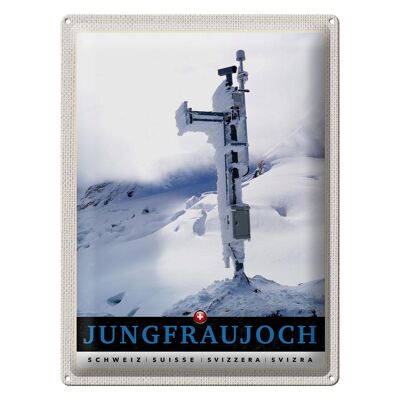 Targa in metallo da viaggio 30x40 cm Jungfraujoch Svizzera inverno natura
