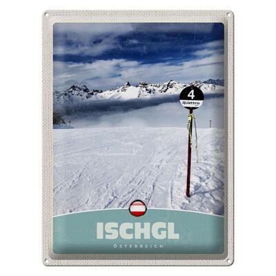 Cartel de chapa viaje 30x40cm Ischgl Austria montañas nevadas vacaciones
