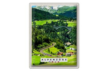 Plaque en tôle voyage 30x40cm Trains alpins Suisse Autriche pont 1