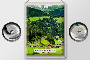 Plaque en tôle voyage 30x40cm Trains alpins Suisse Autriche pont 2