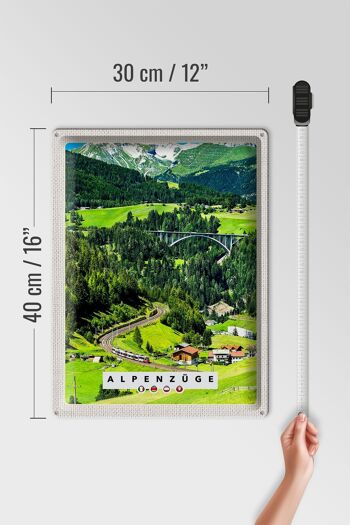 Plaque en tôle voyage 30x40cm Trains alpins Suisse Autriche pont 4