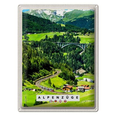 Blechschild Reise 30x40cm Alpenzüge Schweiz Österreich Brücke