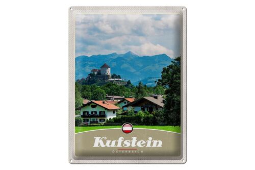 Blechschild Reise 30x40cm Kufstein Österreich Wälder Berge Natur