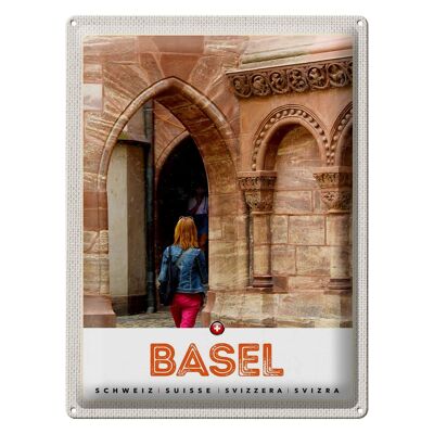 Blechschild Reise 30x40cm Basel Schweiz Urlaub Stadttour Ansicht