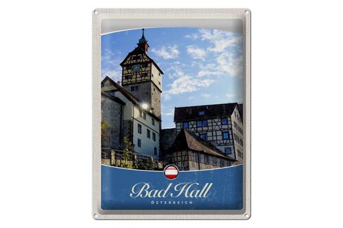 Blechschild Reise 30x40cm Bad Hall Gebäude Mittelalter Urlaub