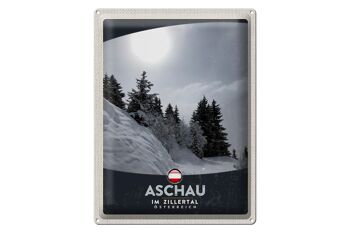 Plaque en tôle voyage 30x40cm Aschau im Zillertal Autriche neige 1