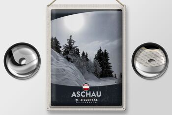 Plaque en tôle voyage 30x40cm Aschau im Zillertal Autriche neige 2