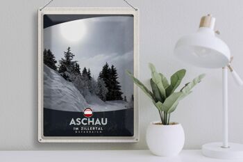 Plaque en tôle voyage 30x40cm Aschau im Zillertal Autriche neige 3
