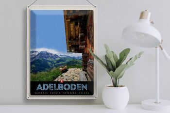 Plaque en tôle voyage 30x40cm Adelboden Suisse vue sur les montagnes 3