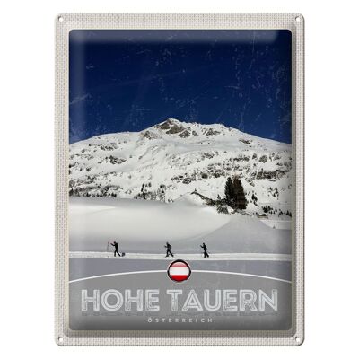 Cartel de chapa viaje 30x40cm Hohe Tauern esquí excursión caminata nieve