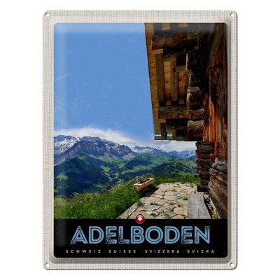 Cartel de chapa viaje 30x40 cm Adelboden Suiza cabaña de madera con vistas