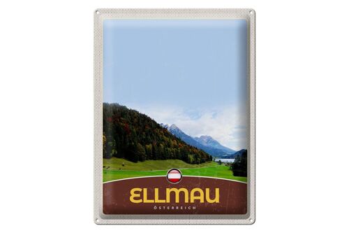 Blechschild Reise 30x40cm Ellmau Österreich Natur Wälder Urlaub