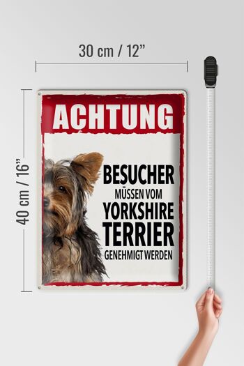 Panneau en étain disant 30x40cm, animaux Attention Yorkshire Terrier 4
