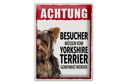 Blechschild Spruch 30x40cm Tiere Achtung Yorkshire Terrier