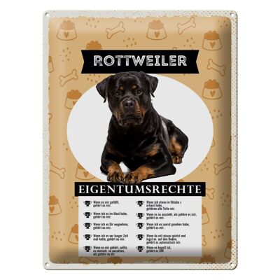 Cartel de chapa que dice regalo de derechos de propiedad de Rottweiler de 30x40 cm