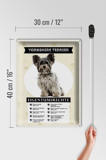 Panneau en étain indiquant les droits de propriété du Yorkshire Terrier, 30x40cm 4