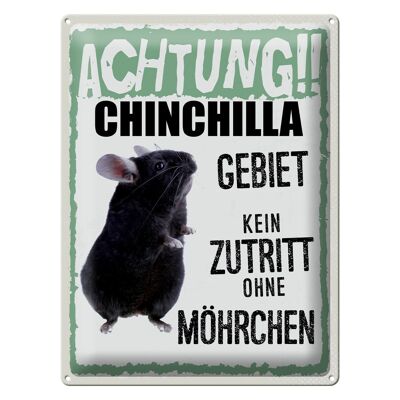 Cartel de chapa con texto en inglés "Animals Beware Chinchilla Area", 30x40 cm