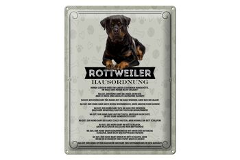 Panneau en étain indiquant les animaux Rottweiler, règles de la maison, chiens, 30x40cm 1