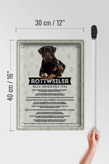 Panneau en étain indiquant les animaux Rottweiler, règles de la maison, chiens, 30x40cm 4