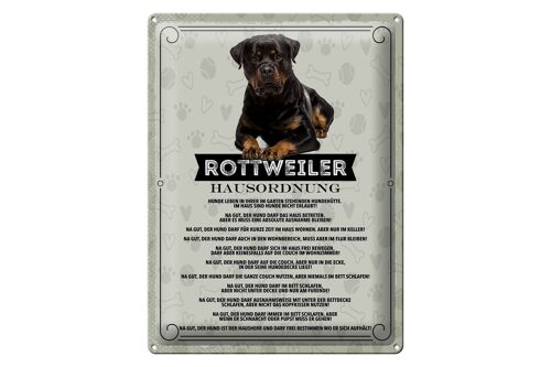 Blechschild Spruch 30x40cm Tiere Rottweiler Hausordnung Hunde